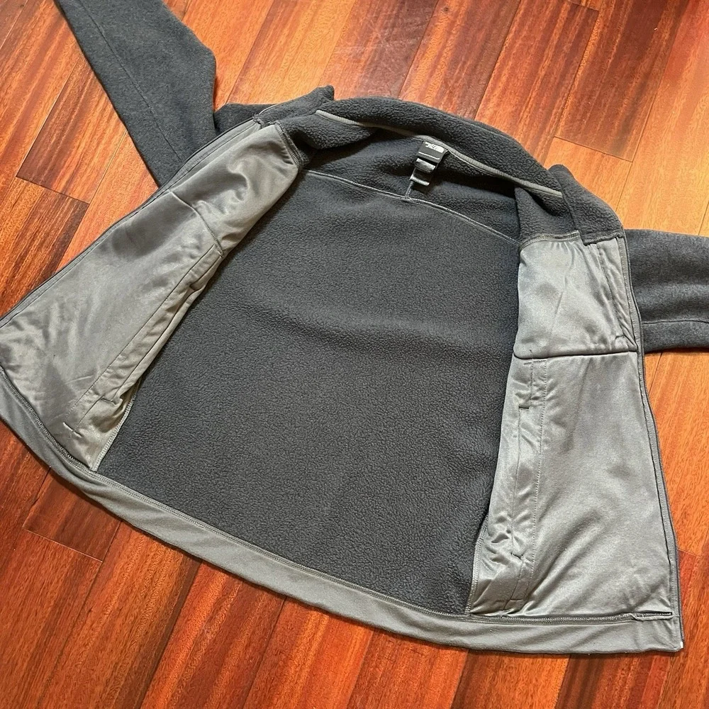 North Face Jacket Mens Large Gray Elbow Patches Pockets Fleece Lined Casual